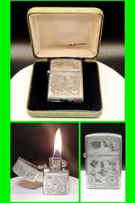 Stunning Vintage 800 Silver 6 Sided Hand Tooled Lighter w/ Zippo Insert 2517191