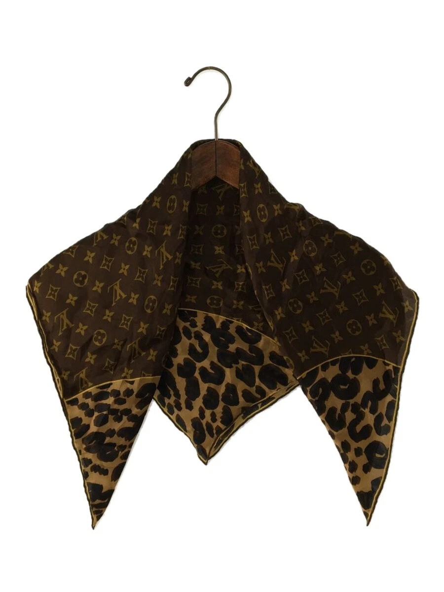 Louis Vuitton M72124 Silk Scarf Carre Monogram Leopard Brown Used from Japan