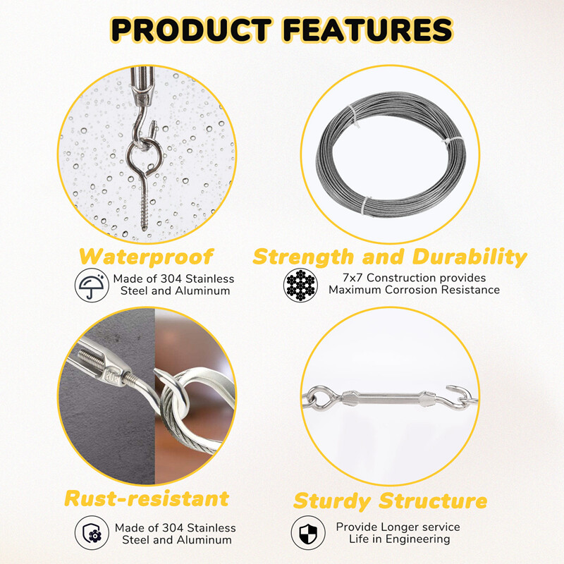 1/16Inch Turnbuckle Wire Tensioner Kit Heavy Turnbuckle Cable Railing Kit 115Ft eBay