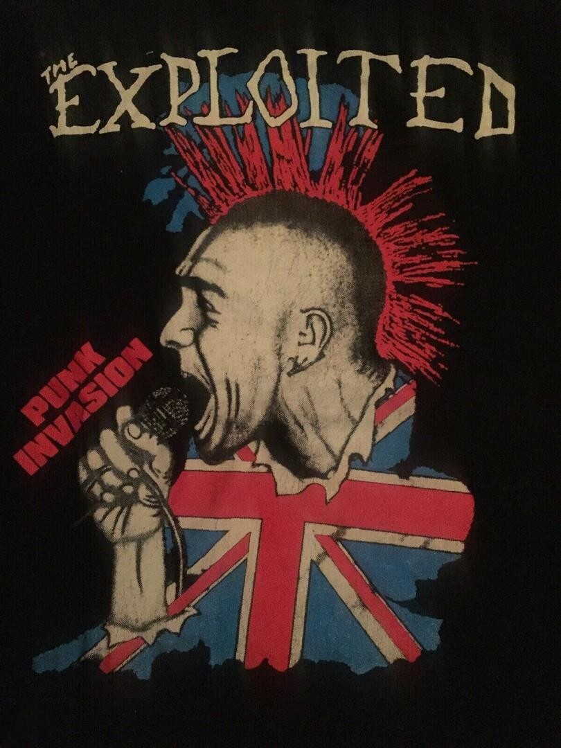 Rare THE EXPLOITED PUNK INVASION Cotton Black Men S-234XL T-Shirt BO1628