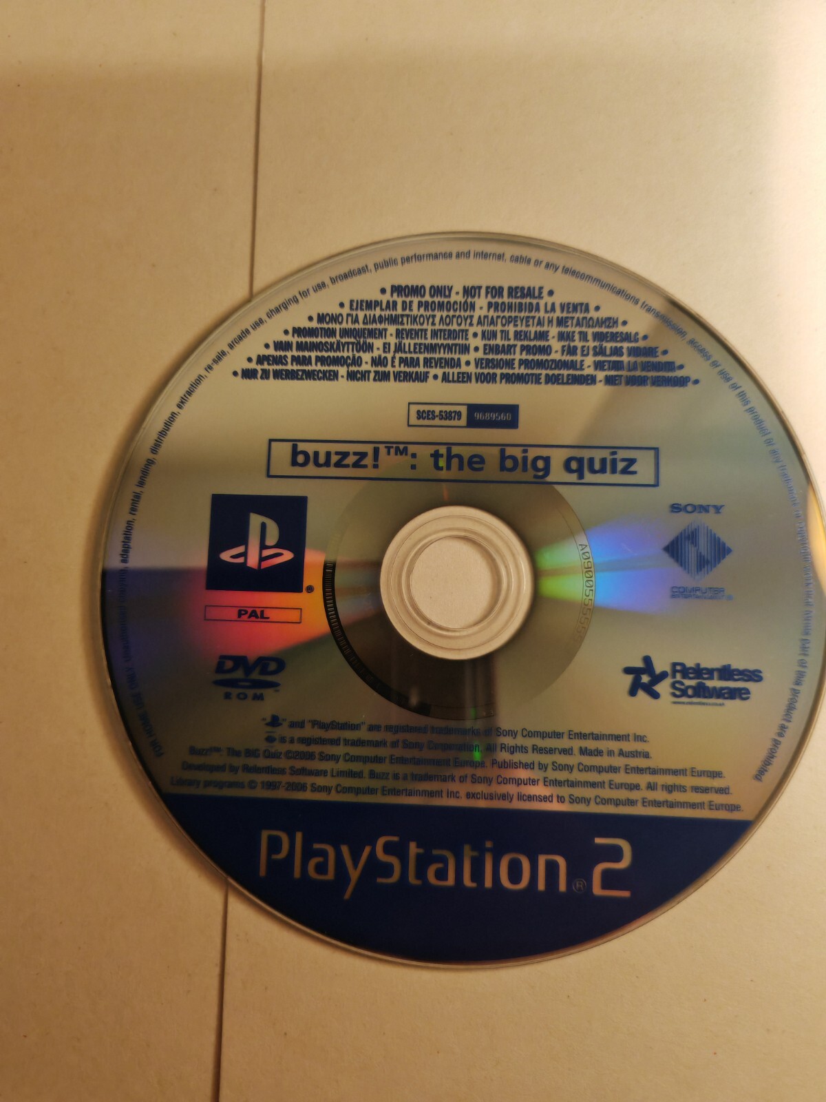 Buzz The Big Quiz (Sony PlayStation 2, 2006) rare ps2 promo disc - full game