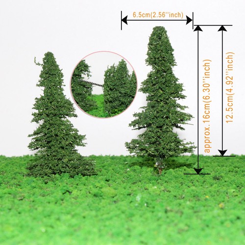 10pcs 15cm Model Train 1:75 Pine Trees Iron Wire Railroad Layout OO HO Scale - Picture 2 of 4