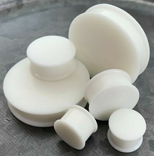 PAIR White Solid Silicone Plugs Double Flare Tunnels Earlet Gauges up to 2 inch 