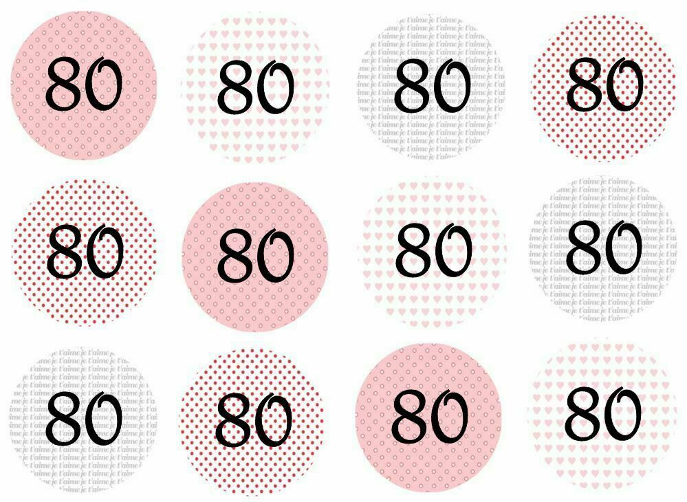 80th Birthday Party 80 Wafer Card Cupcake Toppers Edible Party VEX