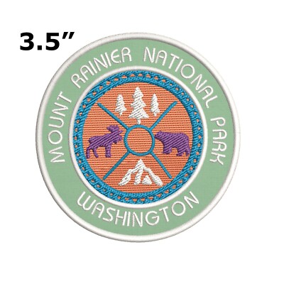 Mount Rainier Travel Patch Embroidered Iron-On Applique Nature Badge Souvenir