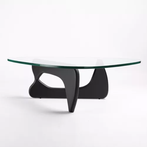 Classic Walnut Coffee Table Solid Wood Base 19mm Authentic Triangle Glass Top US