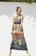 Eliza J Print Crêpe de Chine Halter Maxi Dress SZ. 4 Red Multi