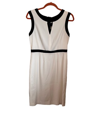 BCBGMaxAzria Off White Sleeveless Dress with Black Accents