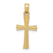 REAL 10k Yellow Gold Latin Polished Plain Cross Charm Pendant 23x10mm