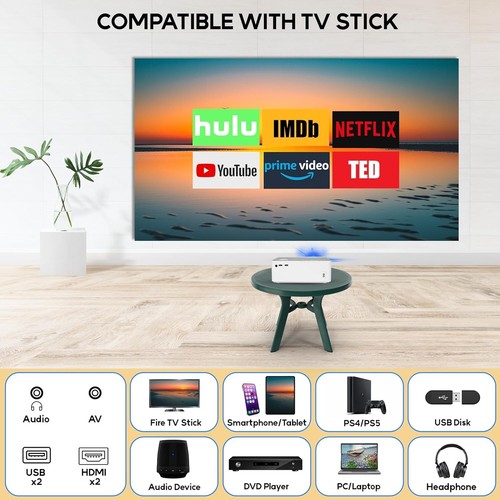 Portable 1080p Full HD Resolution Projector 2.4G+5G Wi-Fi & Bluetooth(Pre-owned) - Picture 2 of 6