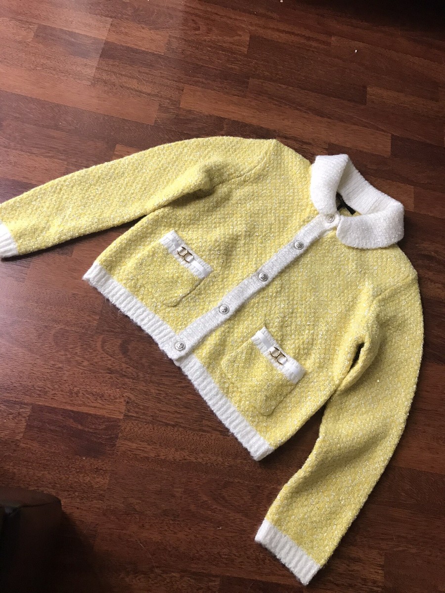 NWOT Maje Fancy Knit Removable Collar Bouclé-knit Cardigan