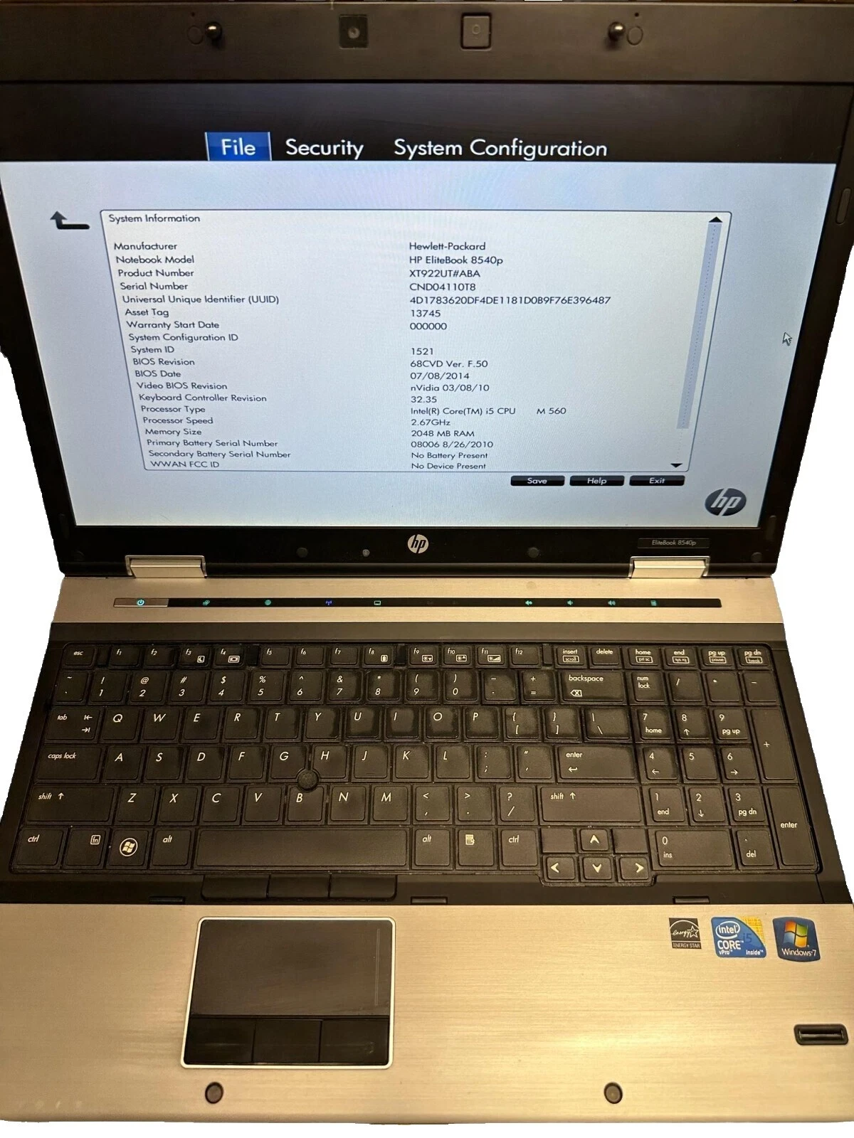 PC HP EliteBook 8540P Notebooks/Laptops