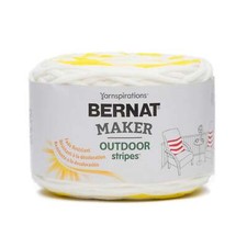 Bernat Maker Outdoor Stripes Yarn 250g - Fresh Yellow Stripe