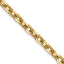 20" 14K Yellow Gold 3mm Diamond-cut Round Open Link Cable Chain Necklace