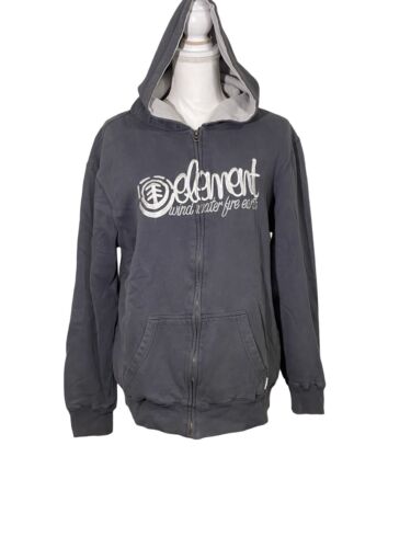 ELEMENT Gray Full Zip Hoodie Wind Water Fire Earth Unisex Size M Blemished