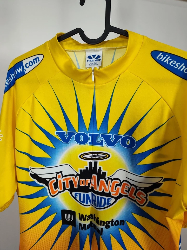 Camiseta deportiva de ciclismo Volvo City of Angels Funride Voler vintage amarilla para hombre talla XL Foto 3 de 4