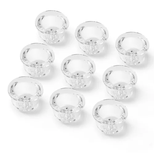 18 STCK. 9-Loch Glasschüssel für Silikon Rauchrohr Glas Ersatzschüssel HEISS - Bild 4 von 16