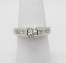 3/4CT Natural Princess Diamond Engagement Wedding Bridal Ring 14K White Gold