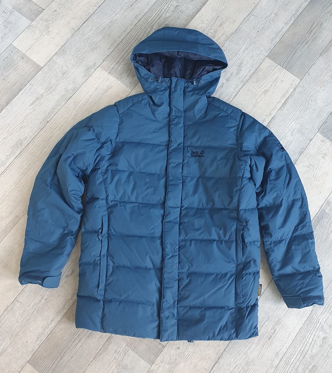 JACK WOLFSKIN MENS BAFFIN PUFFER HYPROOF DOWN JACKET PERFECT BLUE SIZE 34 S