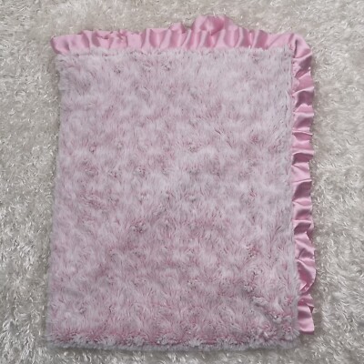 Parents Choice Pink Rosette Swirl Baby Blanket Satin Ruffle Trim Walmart  29x38
