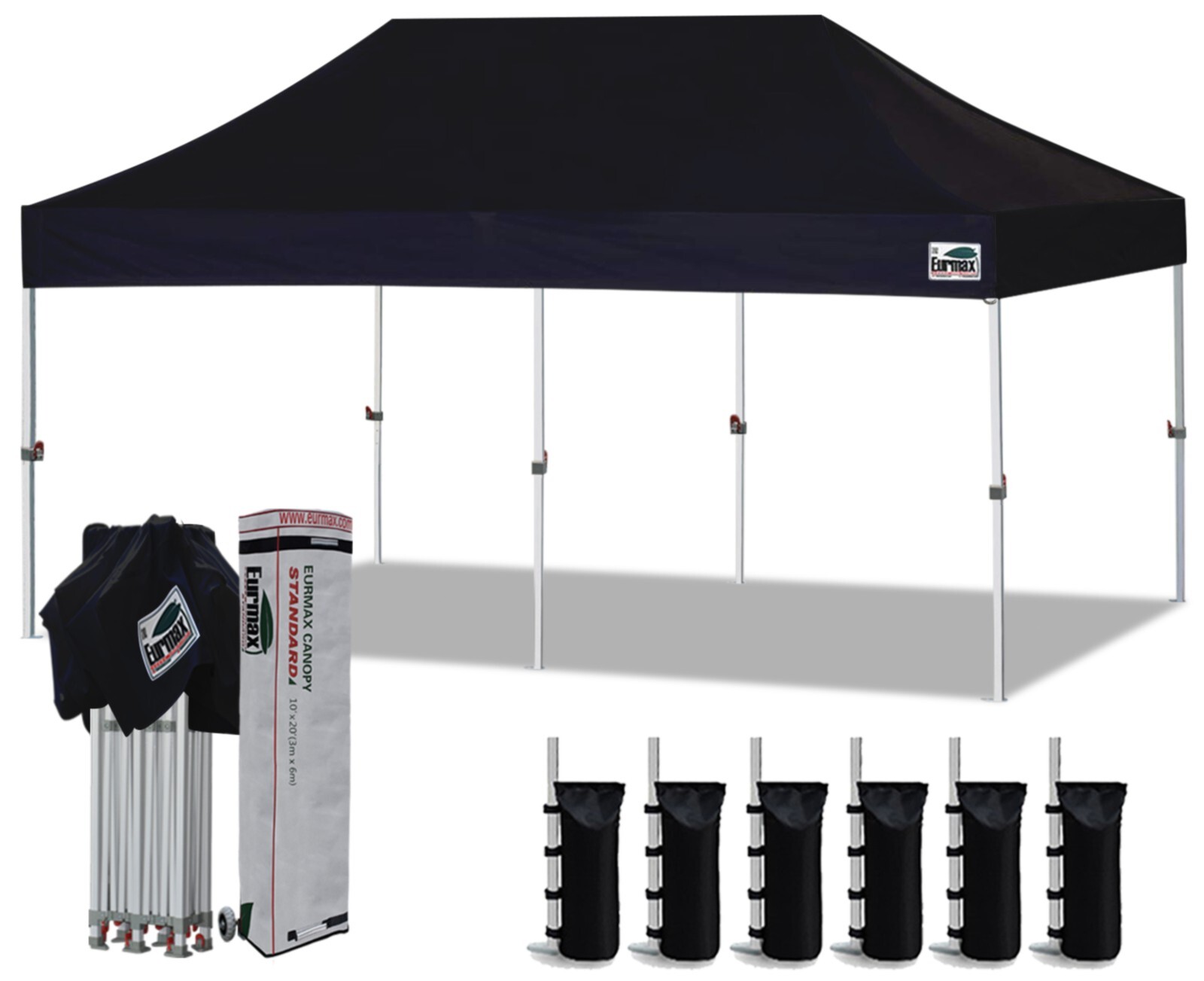 Eurmax Pop Up Canopy PRO 10x20 Commercial Tent Aluminum Party Shade w/Roller Bag