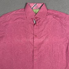 Robert Graham Shirt Mens Large Pink Paisley Flip Cuff Button Up Dress Preppy