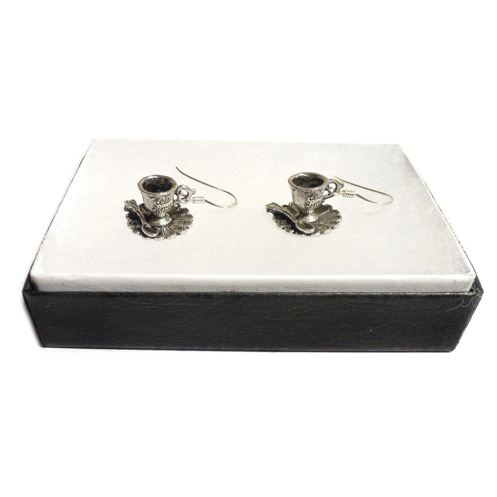 Alice in wonderland Tea cup earrings Sterling silver TEA TIME mad hatter party - Picture 2 of 10
