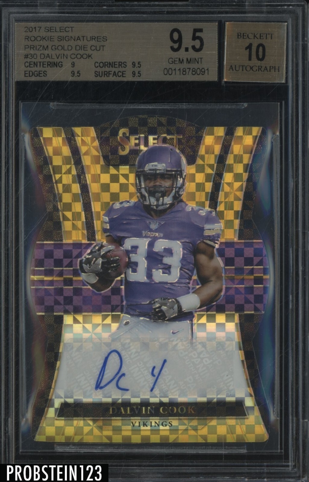 Dalvin Cook Panini Select Rookie Signatures Prizm #RSDC Die-Cut Gold