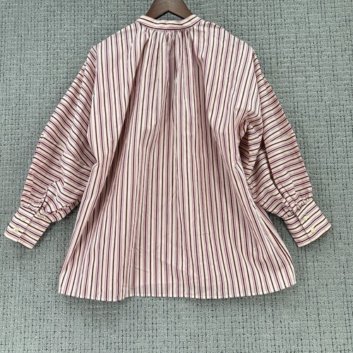 Boss Blouse Womens Size 4 Pink Cream Bateco Oversized Stripe Top Tie Neck NWT - Picture 2 of 16