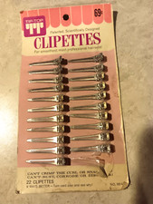 Vintage Set Of 21 Tip-Top Clipettes Metal Clips Professional Hair Sets 5614