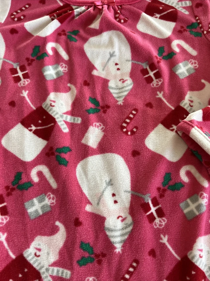 Camisón polar Gymboree Girls rosa blanco muñeco de nieve regalos de Navidad 5-6 Foto 3 de 4