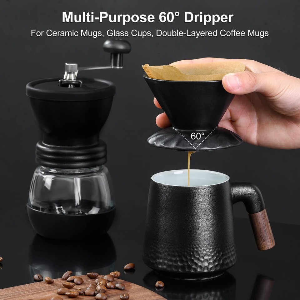 PARACITY Pour Over Coffee Maker Set with Permanent 60° Angled VShaped