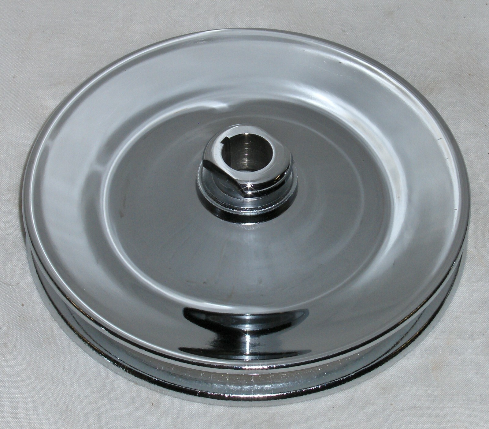 SBC Small Block Chevy 2 Groove Chrome Steel Long Water Pump Pulley Kit