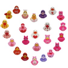 24Pcs Rubber Ducks Valentines Theme Rubber Ducks in Bulk Valentines Kids Gifts