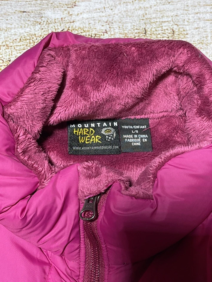 Chaqueta acolchada MOUNTAIN HARDWEAR para niñas grande púrpura forrada de vellón al aire libre Foto 3 de 4