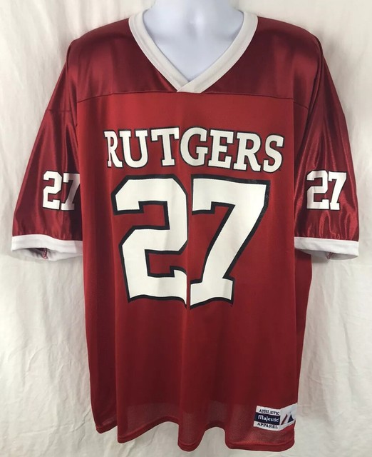 Vintage Majestic Rutgers Football Jersey No. 27 Red Made in USA Large
