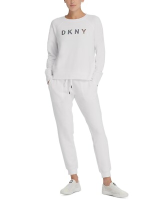 Dkny Sport Sparkle-Logo Crewneck Sweatshirt Size M for sale online