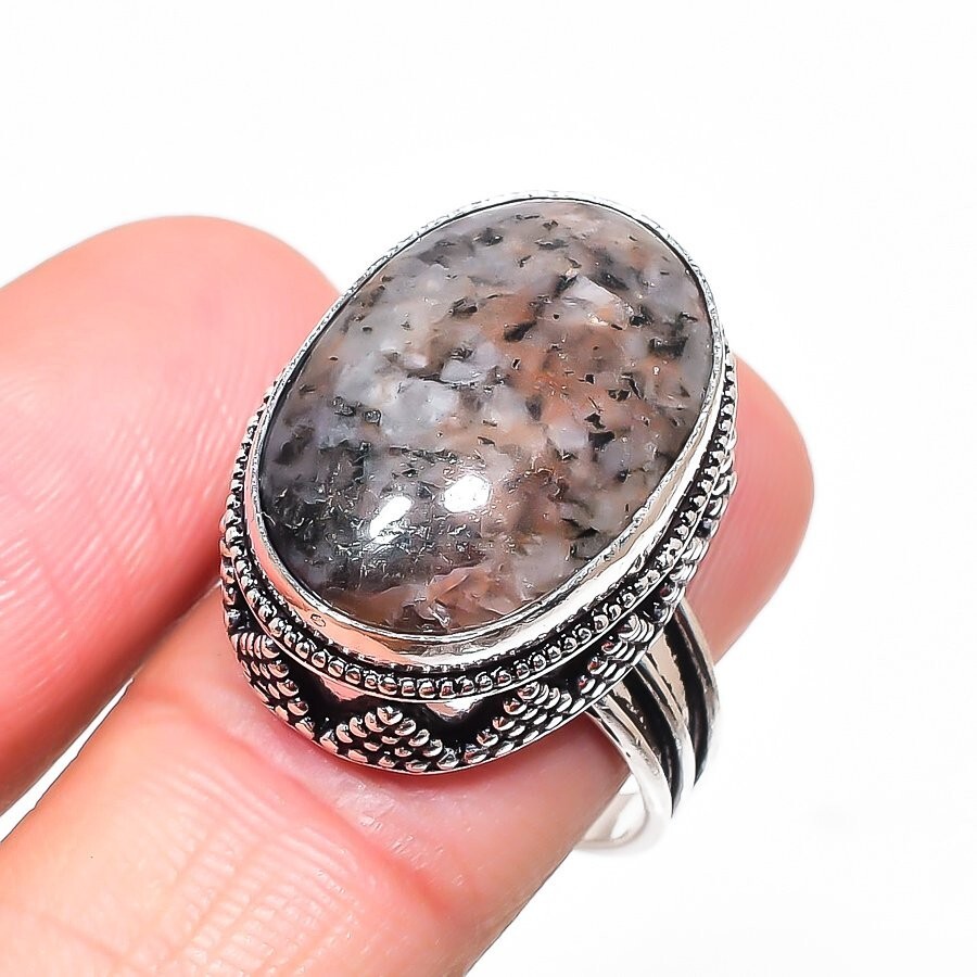 Dendritic Opal Gemstone 925 Sterling Silver Handmade Gift Ring Size 9 (US)
