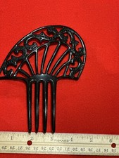 Vintage Black Celluloid Hairpiece Accented with Black Rhinestones- Unique Design