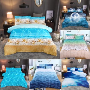 Sea Beach Starfish Seashell Quilt Doona Duvet Cover Set Queen King