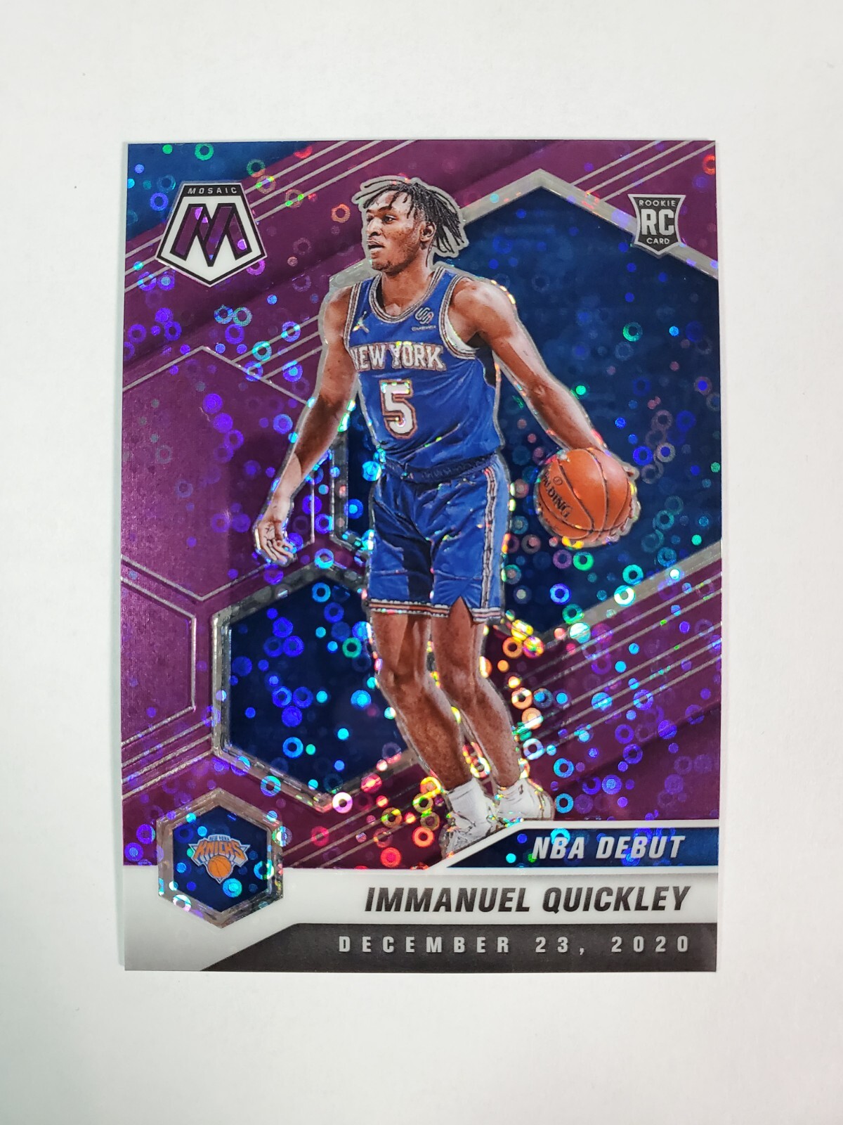 2020-21 Panini Mosaic Purple Mosaic Prizm #277 Immanuel Quickley /50 Fast Break