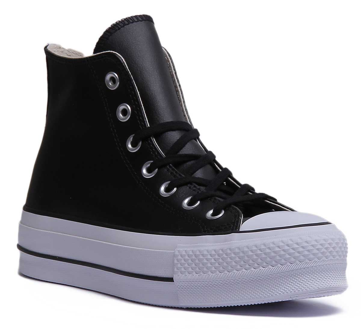 Converse 561675C A-Ct As Lift Hi Lace Up Platf In Black White Size UK