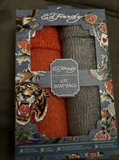 Ed Hardy 2 Pack Microfiber Exfoliating/Cleansing Bar Soap Saver Bags New