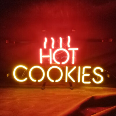 Hot Cookies & Steam Shape Neon Sign Font Personalised for Shop Art Glass 17''x10''