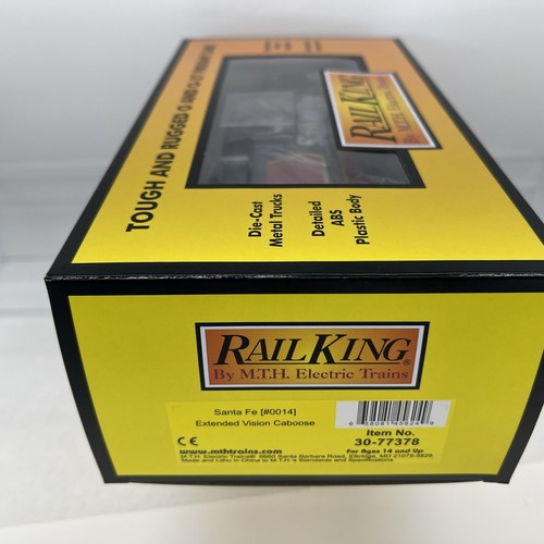 MTH RailKing 30-77378 Santa Fe Black Bonnet Ext. Vision Caboose New O #0014 Rare - Picture 17 of 18