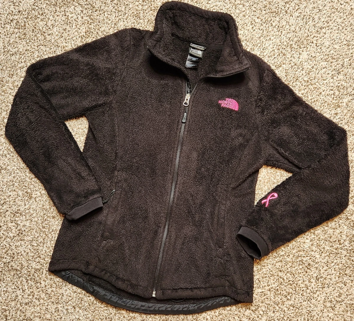 The North Face Women s Full Zip Black W Pink Logo Fleece Jacket