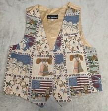 Vintage Nadia Embroidered USA AMERICA Tapestry Women's LG Grandmacore Vest NEW