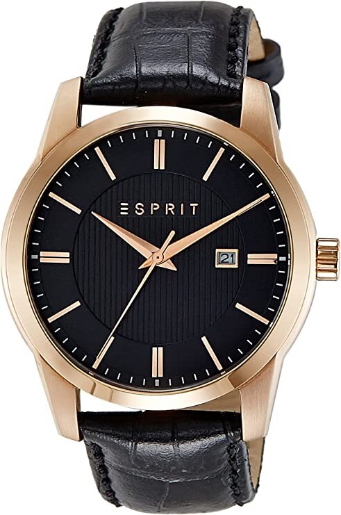 Montre homme Esprit plaquée or rose avec cadran noir en édition limitée neuve