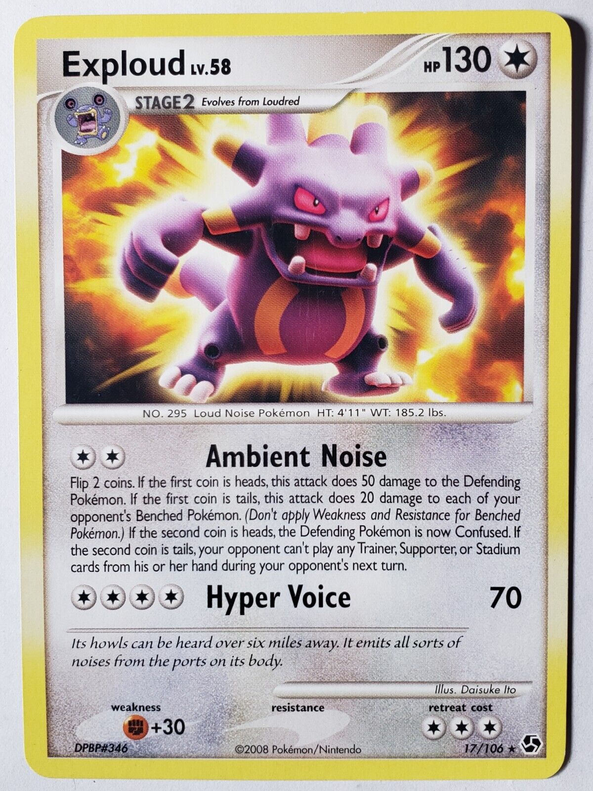 Exploud 17/106 LP - RARE Great Encounters Pokemon Card - $2 Combined Shipping