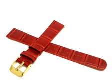 Invicta Watch Replacement Band Red Leather 16mm Lug Gold Tone Steel Clasp